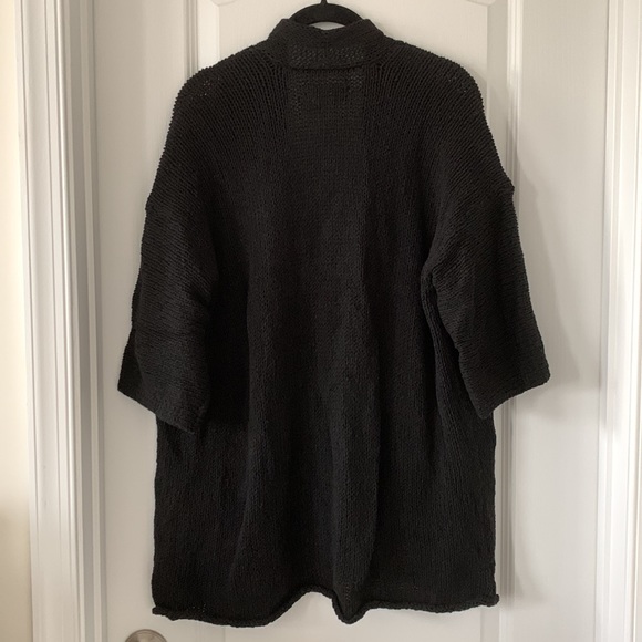 NWT LOFT Crochet Knit 3/4 Sleeves Drop Shoulder Open Cardigan Sweater Size M - Picture 11 of 16